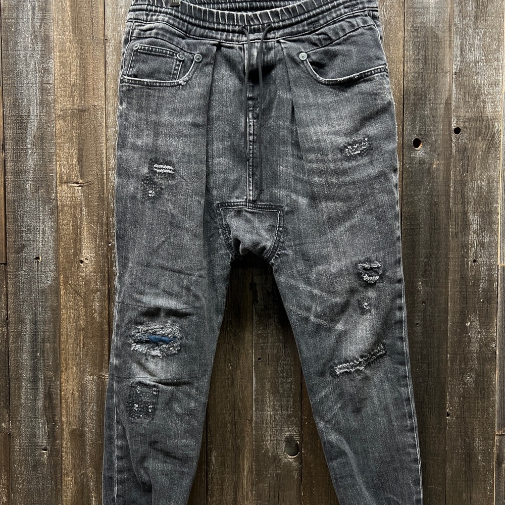 R13 Drop Crotch Distressed Denim Joggers – Size S